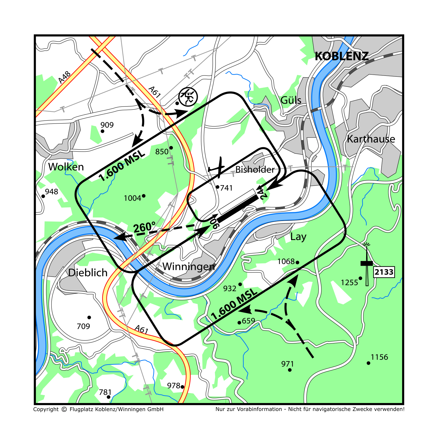 Anflugkarte Koblenz-Winningen